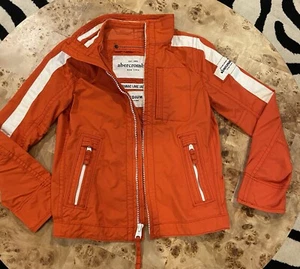 Abercrombie & Fitch Kid's Saranac Lake Jacket Orange and White Jacket SZ MEDIUM - Picture 1 of 6