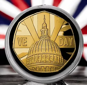 VICTORY IN EUROPE 80th Anniversary 24ct Gold Commemorative Coin. Capsule. VE DAY - Picture 1 of 12