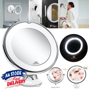 10x Magnifying 360° Spin MakeUp Beauty Bathroom Cosmetic Light Mirror With LED - Picture 1 of 11
