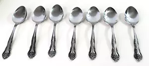 Stanley Rogers Soup Spoons Dream Rose Stainless 7" Lot of 7 - Picture 1 of 8