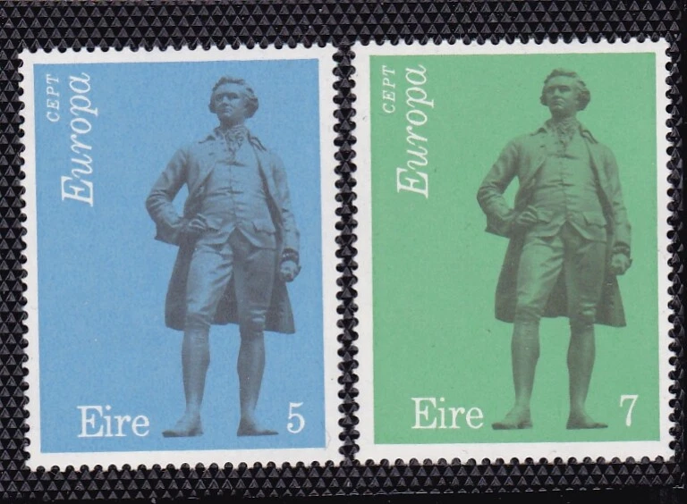 IRELAND #339-340 MNH STATUE OF EDMUND BURKE BY JOHN H. FOLEY (EUROPA CEPT 1974) - Image 1 of 1