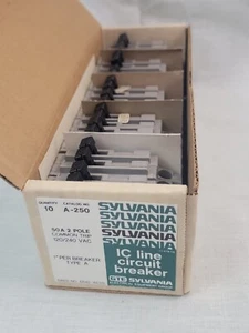 NEU 10ER-PACK Sylvania 1" A-250 50A 2-polig 120/240 VAC Typ A IC-Schutzschalter - Bild 1 von 7