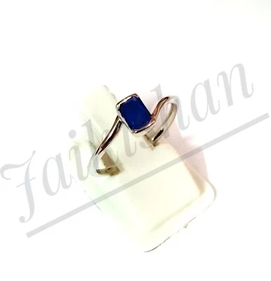 Anello In Argento Sterling 925 Con Gemma Di Zaffiro Blu Elegante Per Donna - Immagine 1 di 4