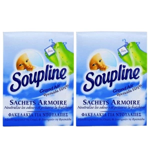 2 x Soupline Grand Air Freshener - 3 Hanging Sachets / Blue Bag Clothes Wardrobe - Picture 1 of 1