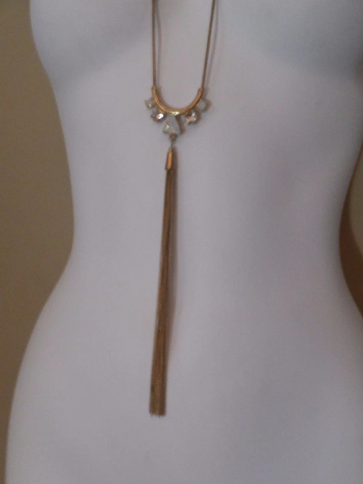 Ann Taylor Loft Women's Metallic Opal Long Tassel Necklace 34.50
