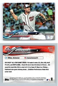 Max Scherzer #US214 Topps Baseball 2018 Update Series Rainbow Foil Parallel Card - Picture 1 of 1