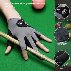 Snooker Billiard Cue Glove Left Hand Pool Three Finger Open Glove Men Women UK - Picture 1 of 14