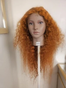 High Quality regular Top Orange 24" curly 100% Virgin Human Hair Lace Wig - Picture 1 of 16