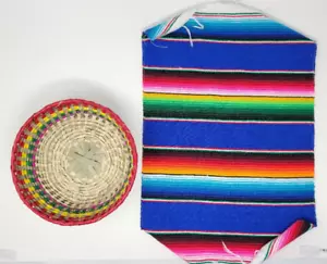 straw tortilla warmer tortilleros basket comes with free little sarape - Picture 1 of 6