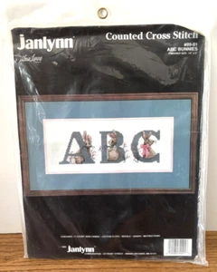 ABC Bunnies Counted Cross Stitch Kit 1989 Janlynn 14" x 6" Picture Nursery Decor - Picture 1 of 3