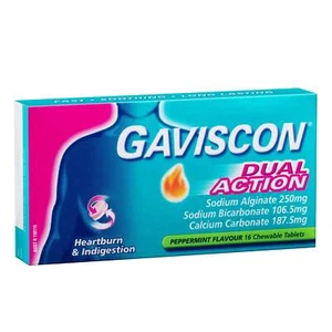 Gaviscon Dual Action Chewable Peppermint Tablets 16 - Picture 1 of 5