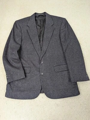 Sport Coat Mens 42R Gray Blue Wool Flannel Camel Hair Blazer Suit Jacket Vintage - Image 1 of 4