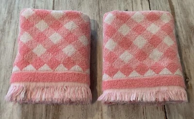 2 toallas de baño rosa blanco a cuadros flecos todo algodón guinga de colección JC Penney MH Foto 1 de 4
