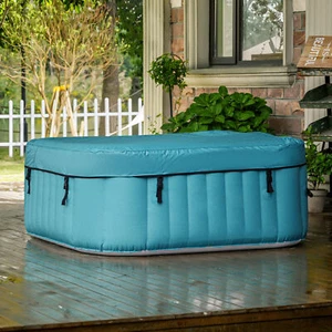 5x5ft Inflatable Hot Tub Portable Above Ground Pool w 120 Air Jets Heater Teal - Picture 1 of 12