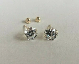PENDIENTES DE DIAMANTES SIMULADOS DE 3 QUILATES DE ORO AMARILLO MACIZO DE 14 K  - Imagen 1 de 6
