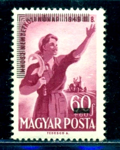1952 Día de la Mujer, tractor, trabajadora agrícola, Hungría, 1243 sobreimpresión/MONTADA - Imagen 1 de 1