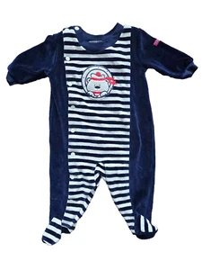 Absorba Navy Nautical Sailor Baby - Velvet Footed Pajamas Size 6 months - Picture 1 of 5