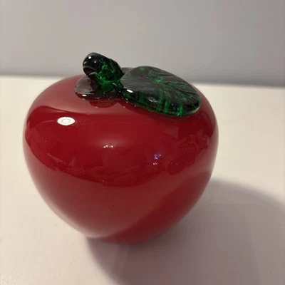 "Pisapapeles vintage estilo Murano soplado a mano vidrio fruta rojo manzana 3,5"" de alto" Foto 1 de 4