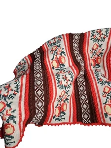 Handmade Crochet Blanket/Afghan/Throw~Needlepoint Design~Scalloped Edge~46"x68" - Picture 1 of 6