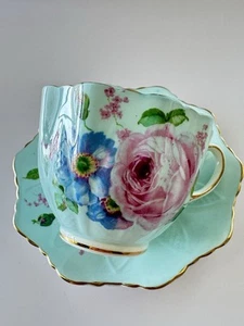 Paragon Double Warrant Teacup & Saucer S7327/12 rare Blue Floral Fine Bone China - Picture 1 of 12