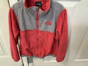 The North Face Girls Fleece Full Zip Jacket Small Coral Pink/Gray Size M (6) - Picture 1 of 3