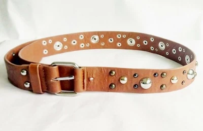 Mango Mantel Kleid Braun Taillengürtel Metallic Dekor Kunstleder L-75 cm,... - Bild 1 von 4