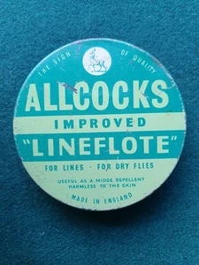 Vintage Tin of Allcocks Improved “Lineflote” For Lines And Dry Flies - Picture 1 of 4