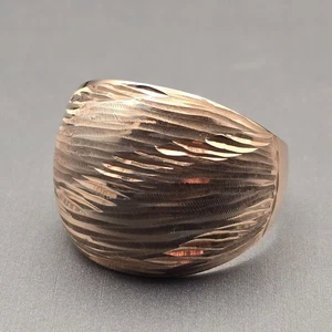 Milor vergoldeter Sterlingsilber Kuppelring Größe 10 geätzte Wellenstruktur 5,13 g - Bild 1 von 10