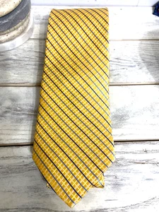 Joseph & Feiss Men’s Tie, Gold, very thin stripes of light & dark blue 58”L - Picture 1 of 7