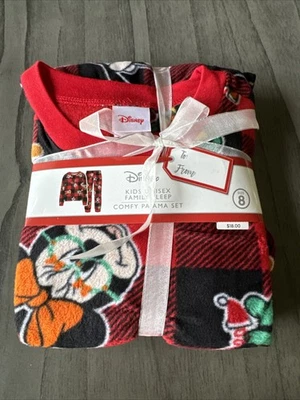 Conjunto de pijama de Navidad Disney para niños rojo y negro a cuadros gráfico de Mickey y Minnie 8 nuevo con etiquetas Foto 1 de 2