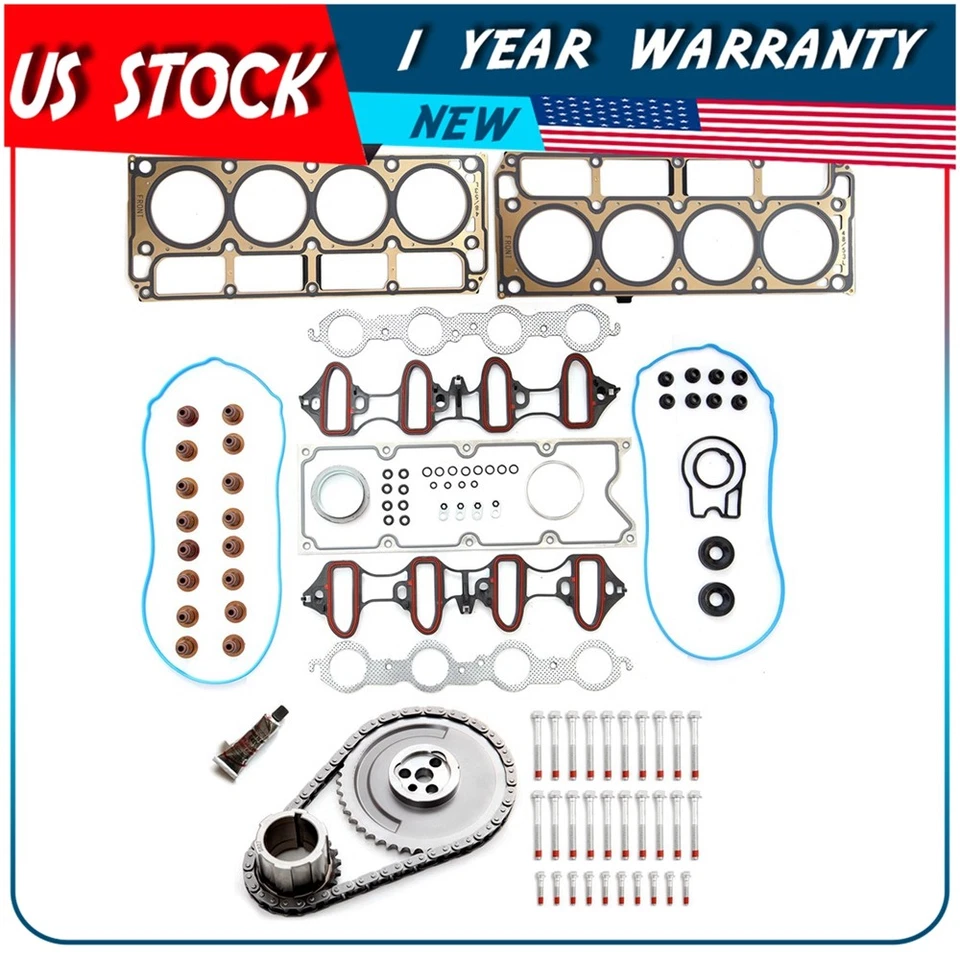 ✔Kit de cadena de distribución Kit de pernos de cabeza Juego de juntas de cabeza MLS para GMC Savana 1500 5,3 L 07 Foto 1 de 4
