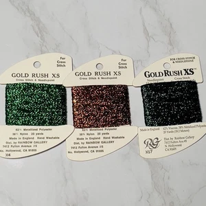 Rainbow Gallery Gold Rush XS Metallic Cross Stitch Needlepoint Thread - Lot of 3 - Picture 1 of 1