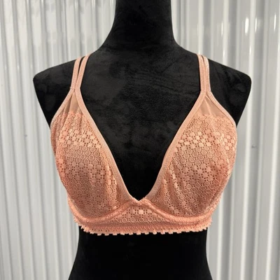 Aerie Coral Semi Sheer Lace Bralette Size 36D - Image 1 of 4