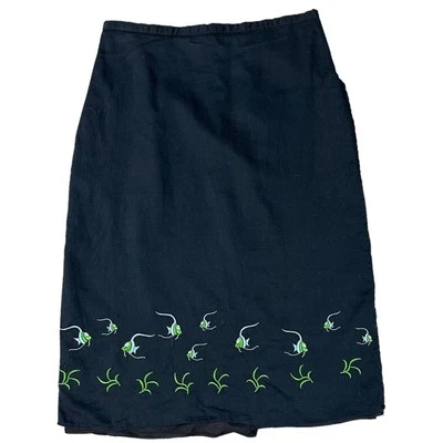 Vintage Y2K TIBI Embroidered Fish Skirt Size 8 Hyland Coastal Preppy Navy - Image 1 of 4