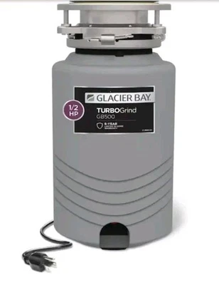 NEW TurboGrind 1/2 hp. Continuous Feed Garbage Disposal Glacier Bay w/Power Cord - Image 1 of 4