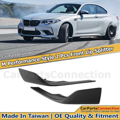 Divisores de labios delanteros negros PP para BMW M2 F87 2016-2020 cupé estilo rendimiento  Foto 1 de 4