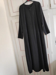 NEW Long Sleeve Maxi Kaftan Zip Abaya Dress BLACK Striped fit 16/18 NEW - Picture 1 of 6
