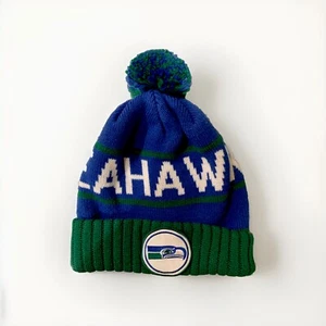 Mitchell & Ness Seattle Seahawks Knit Beanie Cuff Cap with Pom Hat NFL Licensed - Picture 1 of 2