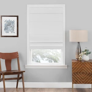 Cordless Roman Shades for Windows - 35 Inch Width X 64 Inch Length (White) - Bla - Picture 1 of 7
