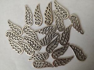 Ll1 21 Antique Silver Angel Wing Charms 9 X 24Mm