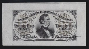 US 25c Fractional Currency Note FR 1294sp Wide Margin Specimen Front Ch AU - Picture 1 of 2