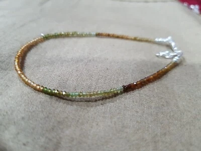 Petro tourmaline gemstone beads 925 sterling silver bracelet jewelry Gift k77 - Image 1 of 4
