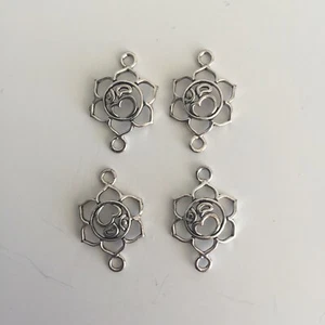Sterling Silver Lotus Ohm Connectors Buddhist Yoga Jewelry Finding Lot of 4 - Picture 1 of 7
