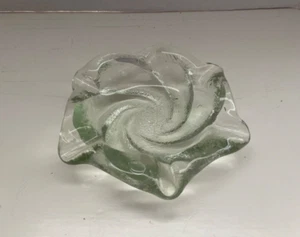 Vintage Art Glass Trinket Dish Ashtray Green Swirl 6” - Picture 1 of 5