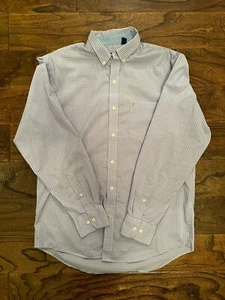 Izod Herren Soft Wash Essentials Kleid Shirt Stretch Stoff Größe Medium Pink/Blau - Bild 1 von 3