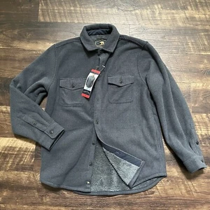 Giacca shacket foderata in pile pelliccia velluto a coste blu navy Freedom Foundry Medium nuova con etichette - Foto 1 di 10