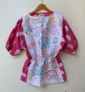 Handmade Womens Upcycled Ken Done Watermelon Print Tea Towel Top Blouse Size M - Picture 1 of 8