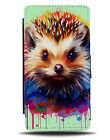 Hedgehogs Face Flip Wallet Case Hedgehog Head Painting Colourful Green Gift DA70