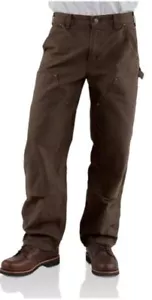 Pantalón utilitario de trabajo Carhartt calce suelto pato lavado doble frente para hombre B136 Dk Brn - Imagen 1 de 1