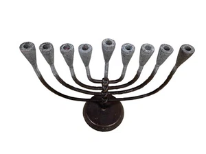 Vintage Menorah 9 Branch Jewish Hanukkah Judaism 9x10 wrought Iron Heavy Duty - Picture 1 of 11